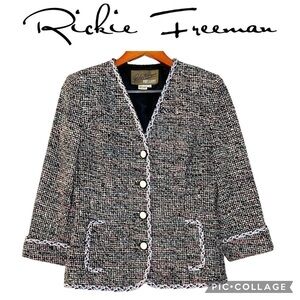 Vintage Rickie Freeman 100% silk multicolor blazer jacket
